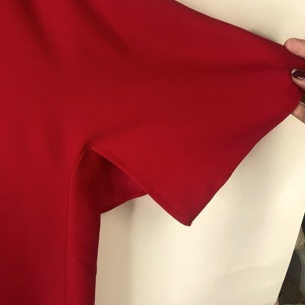 Chico’s red sheath dress short cape sleeve jewel neck 3.5 (US 18) - Picture 3 of 10